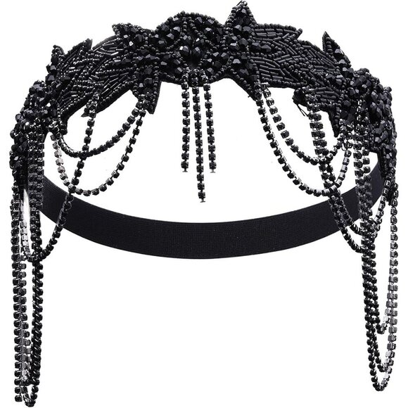 1920s Flapper Accessories Set Pearl Necklace Gloves Headband Vintage Style main image 4